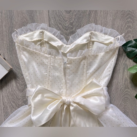 IVORY Vintage 80s Gunne sax sparkly tulle tube dress. Size 9. - Picture 6 of 10